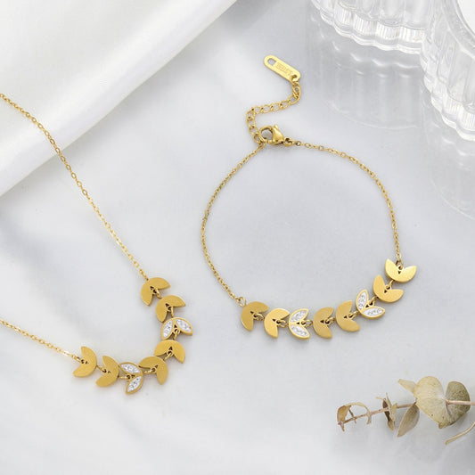 18k Wheat Ear Bracelet Necklace