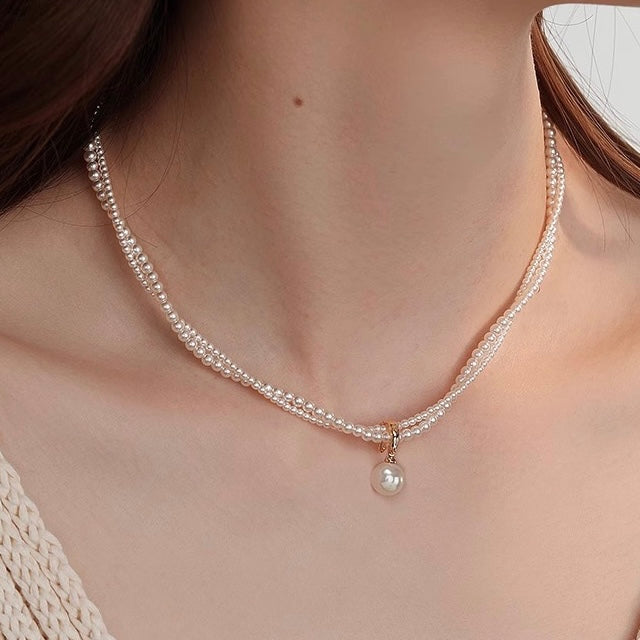 Pearl Crushed Silver Necklace