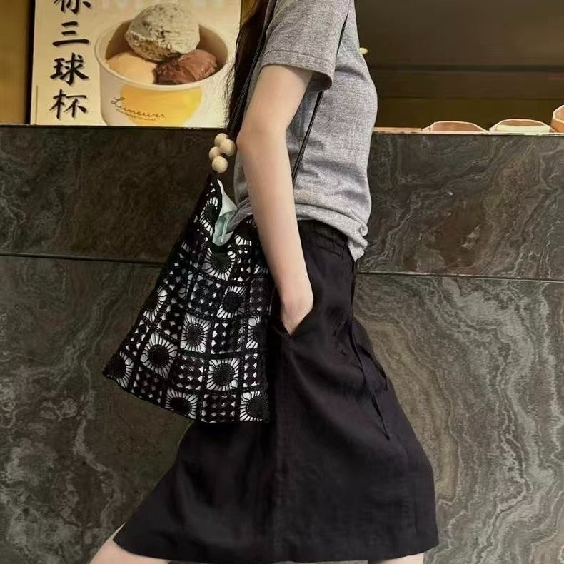 Retro Knitted Wool Shoulder Bag for Women