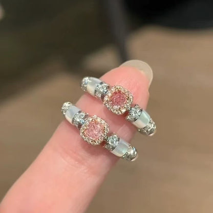 Silver Pink Zircon Ring