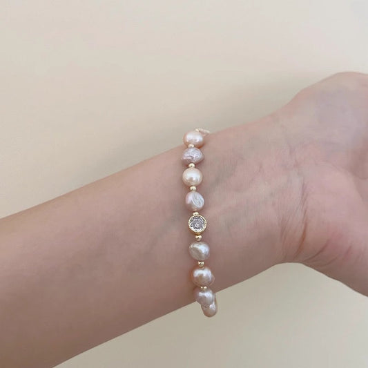 Irregular Zircon Pearl Bracelet