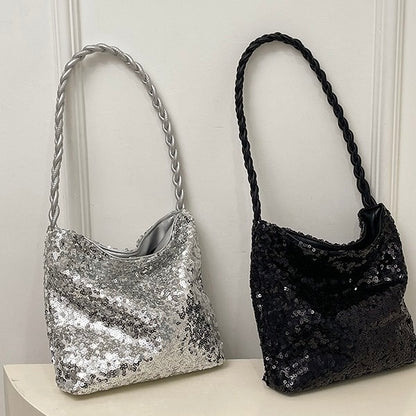 Silver/Black Sequined Handbag Shoulder Bag Women's Bag