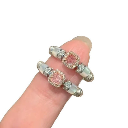 Silver Pink Zircon Ring