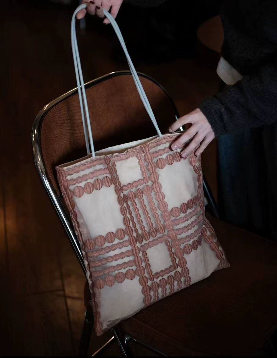 Retro Geometric Lace Handbag Shoulder Bag for Women