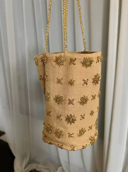 Vintage Handmade Beaded Embroidery Shoulder Bag for Women