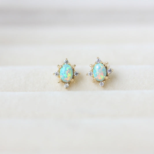 Oval Natural Gemstone Stud Earrings for Sensitive Skin