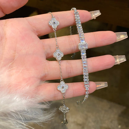 Fashionable Floral Design Silver Gold Bracelet