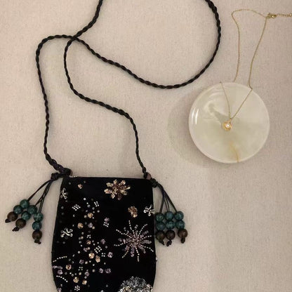 Vintage Handmade Beaded Embroidery Shoulder Bag for Women