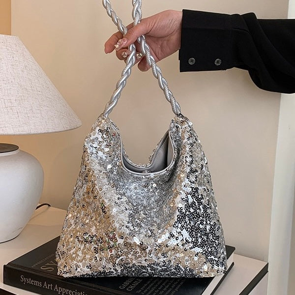 Silver/Black Sequined Handbag Shoulder Bag Women's Bag