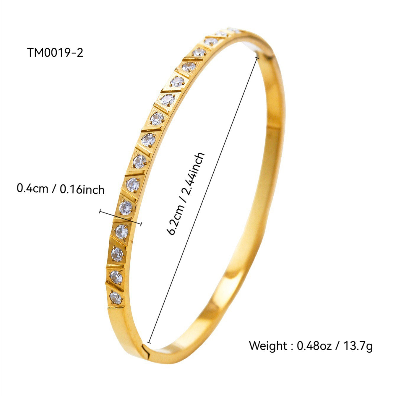 3pcs Stainless Steel Fashion Zircon Bracelet
