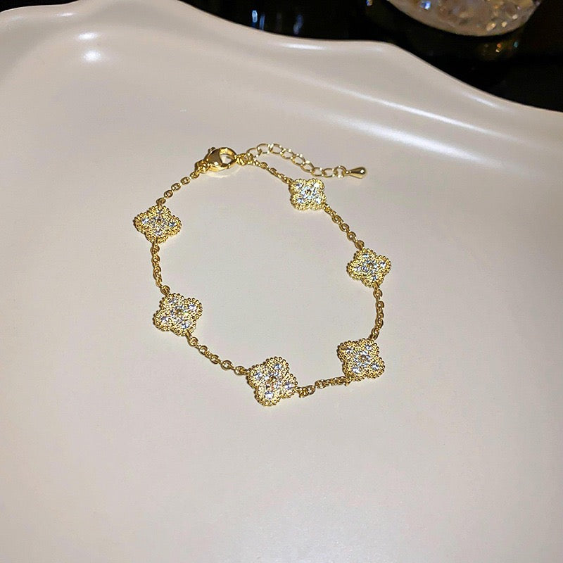 Fashionable Floral Design Silver Gold Bracelet