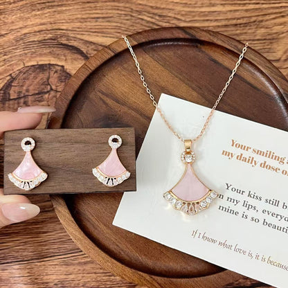 Fan Shape Necklace & Earrings for Sensitive Skin