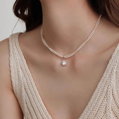 Pearl Crushed Silver Necklace
