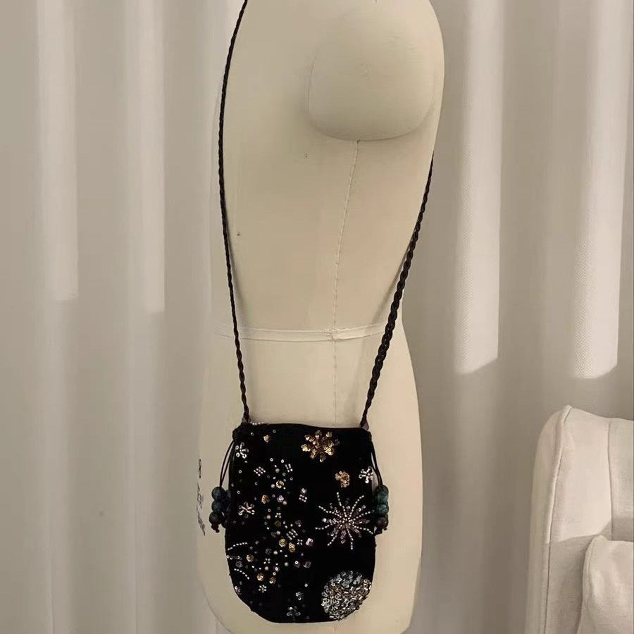 Vintage Handmade Beaded Embroidery Shoulder Bag for Women