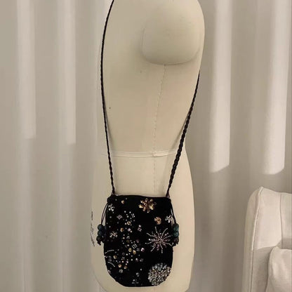 Vintage Handmade Beaded Embroidery Shoulder Bag for Women