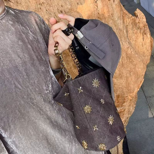 Vintage Handmade Beaded Embroidery Shoulder Bag for Women