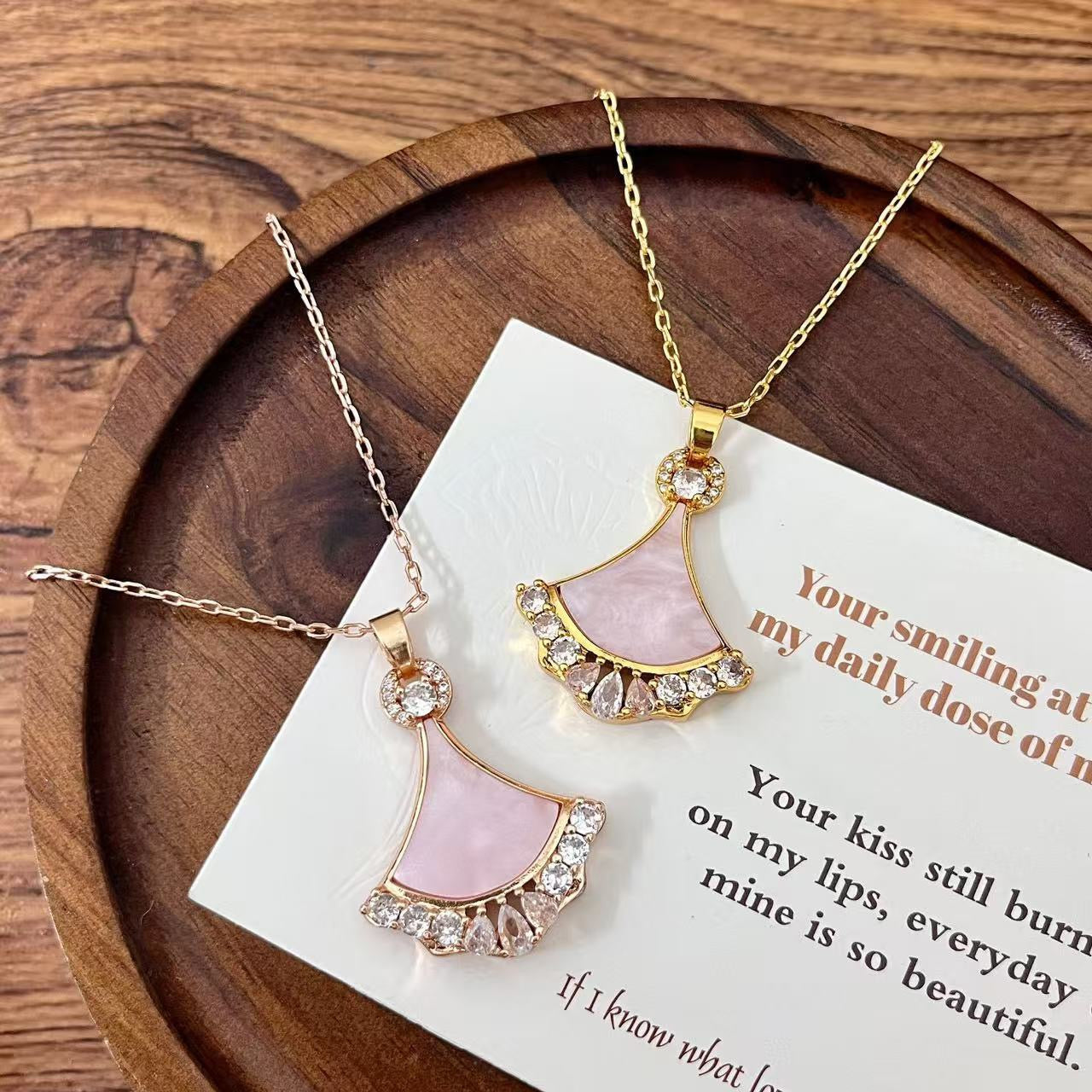 Fan Shape Necklace & Earrings for Sensitive Skin