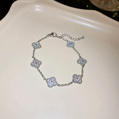 Fashionable Floral Design Silver Gold Bracelet