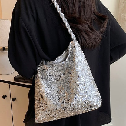Silver/Black Sequined Handbag Shoulder Bag Women's Bag