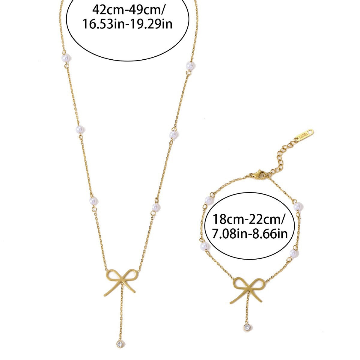 Bow & Pearl Bracelet Necklace