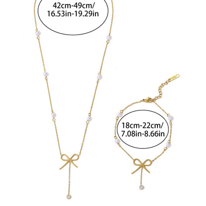 Bow & Pearl Bracelet Necklace