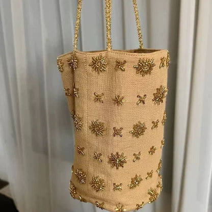 Vintage Handmade Beaded Embroidery Shoulder Bag for Women