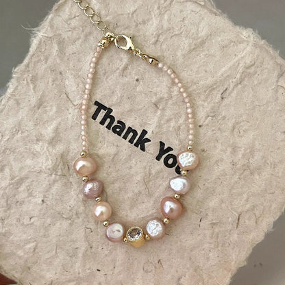 Irregular Zircon Pearl Bracelet