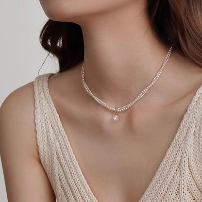 Pearl Crushed Silver Necklace