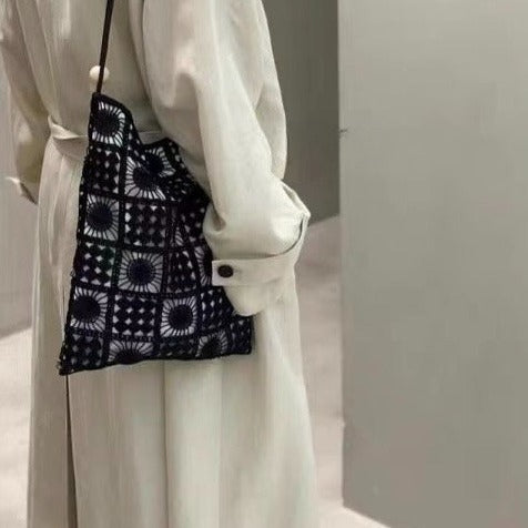 Retro Knitted Wool Shoulder Bag for Women