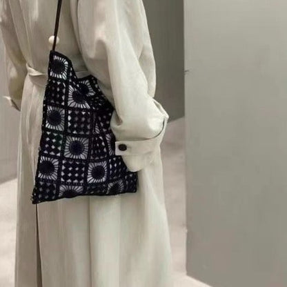 Retro Knitted Wool Shoulder Bag for Women