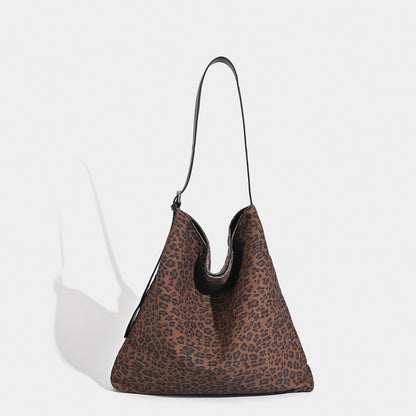 Large Capacity Retro Print Leopard Shoulder Bag for Women