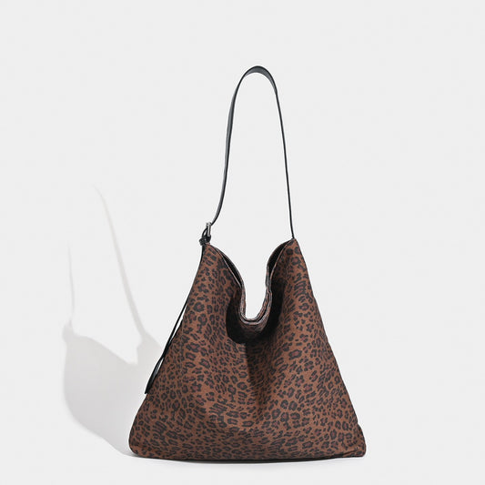 Large Capacity Retro Print Leopard Shoulder Bag for Women