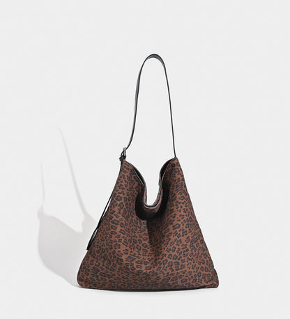 Large Capacity Retro Print Leopard Shoulder Bag for Women