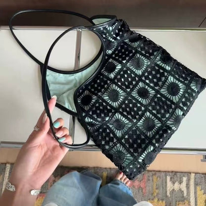 Retro Knitted Wool Shoulder Bag for Women