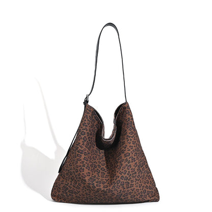 Large Capacity Retro Print Leopard Shoulder Bag for Women