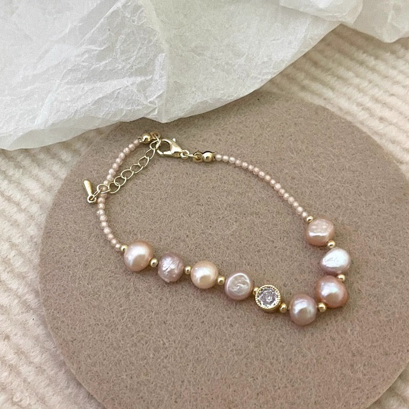 Irregular Zircon Pearl Bracelet