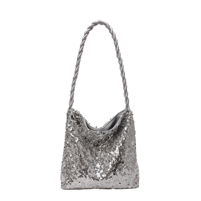Silver/Black Sequined Handbag Shoulder Bag Women's Bag