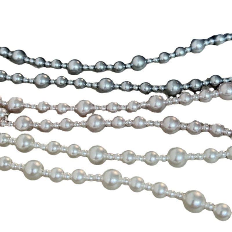 Square Zircon Pearl Necklace White/Grey/Rose Gold