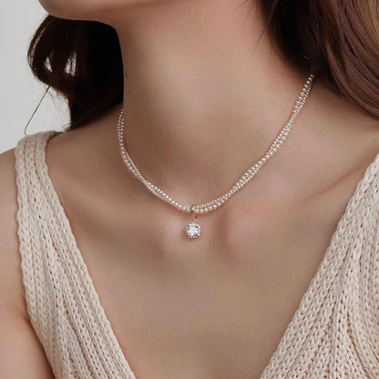 Pearl Crushed Silver Necklace