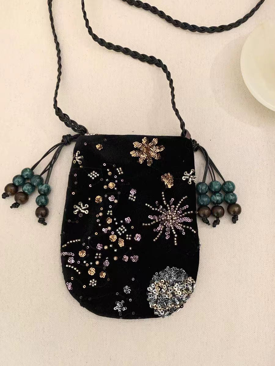 Vintage Handmade Beaded Embroidery Shoulder Bag for Women