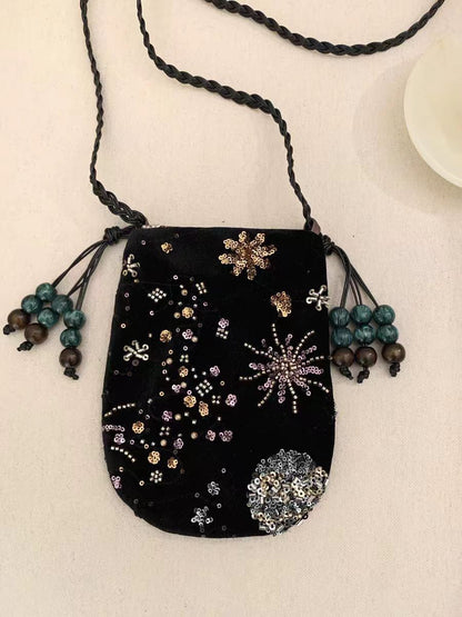 Vintage Handmade Beaded Embroidery Shoulder Bag for Women