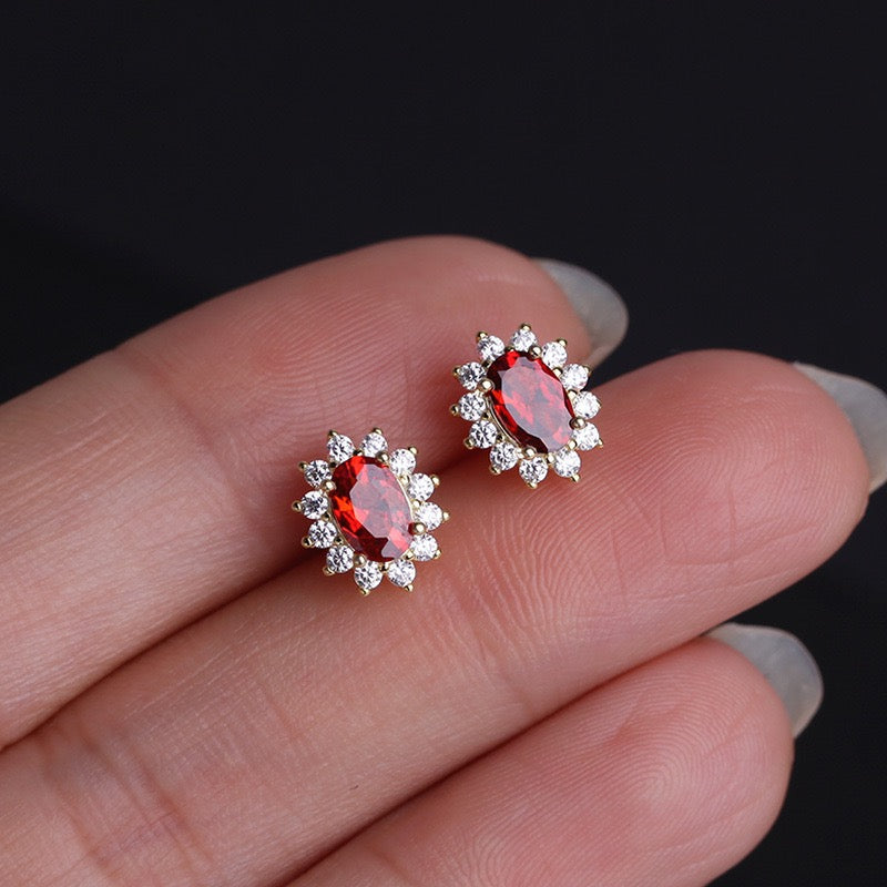 Natural Gemstone Red Earings for Sensitive Skin