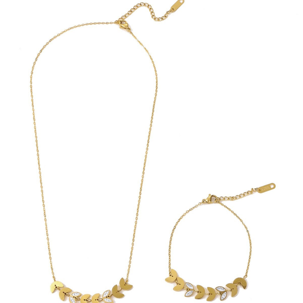 18k Wheat Ear Bracelet Necklace