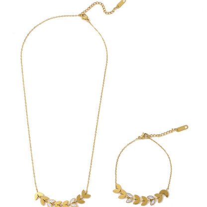 18k Wheat Ear Bracelet Necklace