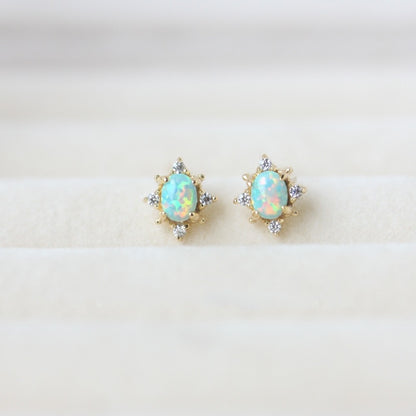Oval Natural Gemstone Stud Earrings for Sensitive Skin