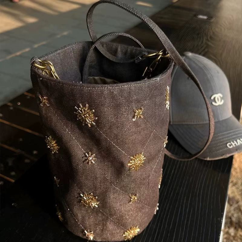 Vintage Handmade Beaded Embroidery Shoulder Bag for Women