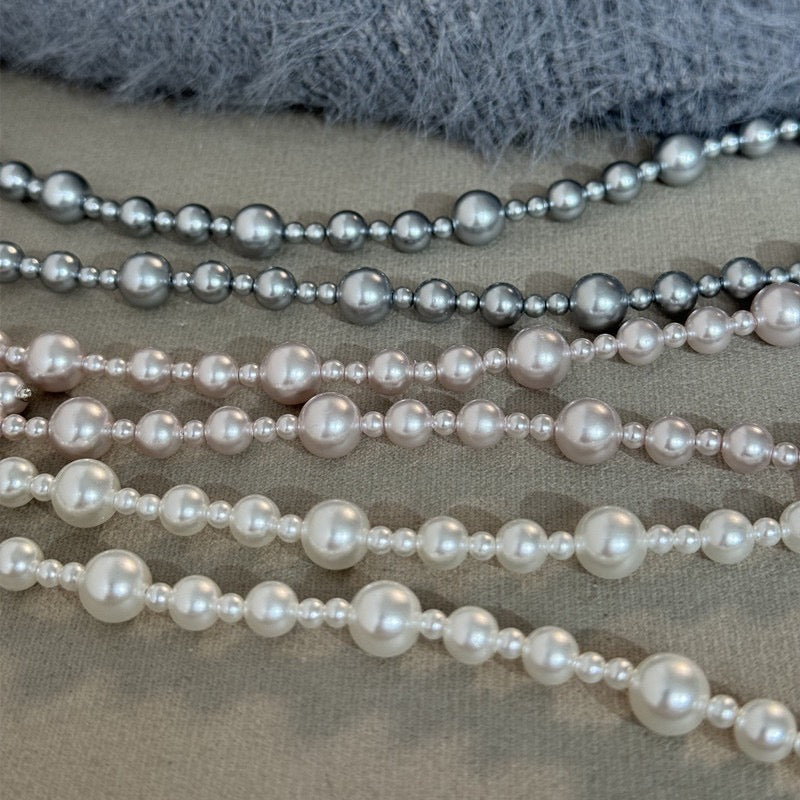 Square Zircon Pearl Necklace White/Grey/Rose Gold