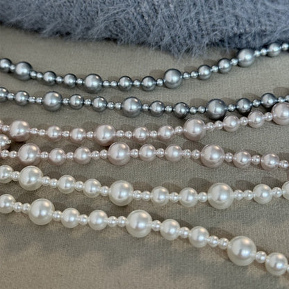 Square Zircon Pearl Necklace White/Grey/Rose Gold