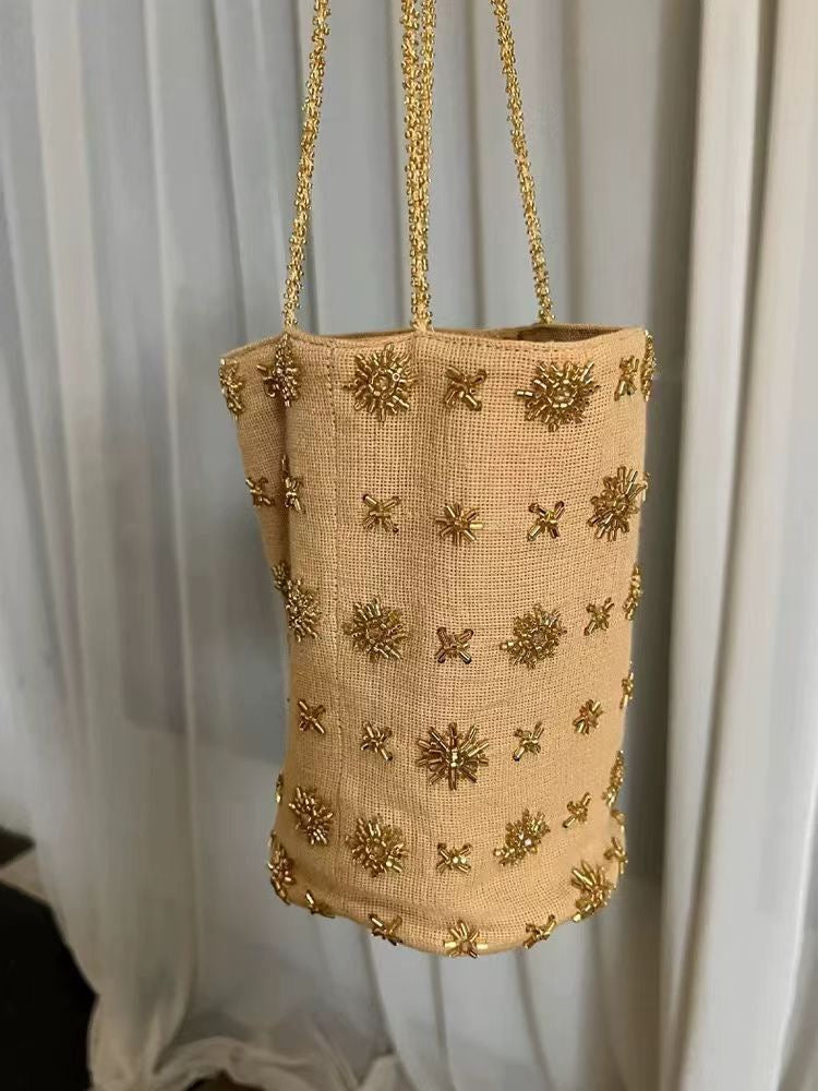 Vintage Handmade Beaded Embroidery Shoulder Bag for Women