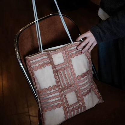 Retro Geometric Lace Handbag Shoulder Bag for Women